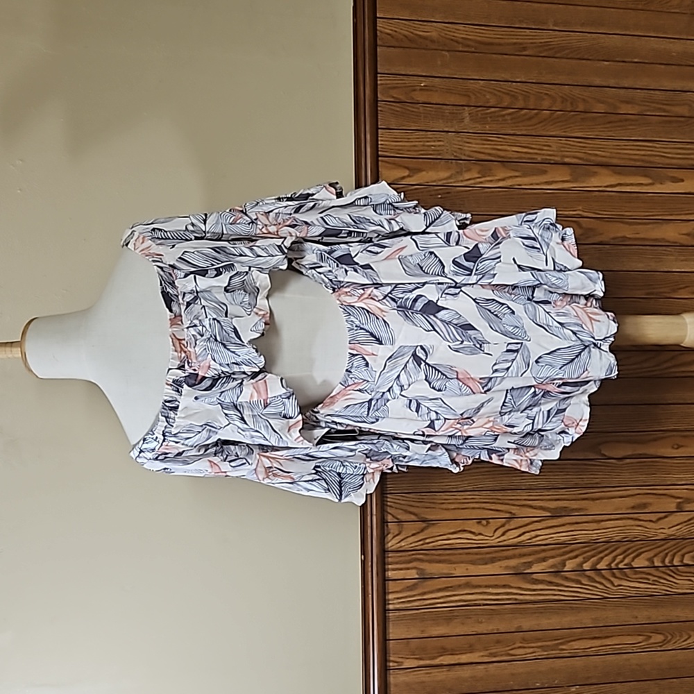 Lulu's 🆕️ Off the Shoulder Palm Leave Summer Dress M - Picture 5 of 14